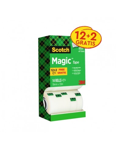 Scotch Magic Pack Ahorro de 14 Cintas Adhesivas Invisibles 19mm x 33m - Color Transparente