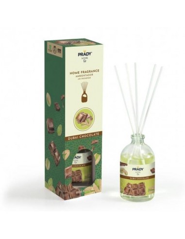 Prady Ambientador Mikado Chocolate de Dubai - Frasco de Cristal 100 ml y Varitas Difusoras