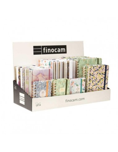 Finocam Trendy Expositor con 45 Agendas de Espiral Surtidas - Anual 2026 - Color Surtidos