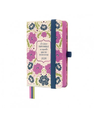 Finocam Minimal Design Agenda - Anual 2026 - Tapa Dura - Cierre con Goma Elastica - Formato M2 - 86x25x132mm - 1 Dia por