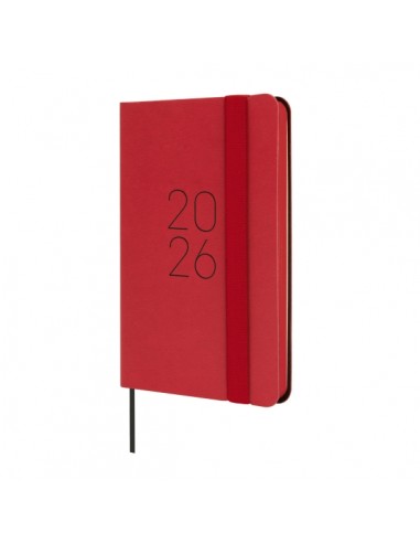 Finocam Flexi Lisa Agenda - Anual 2026 - Tapa Blanda - Formato F2 - 85x13x130mm - Semana Vista Horizontal - Color Rojo