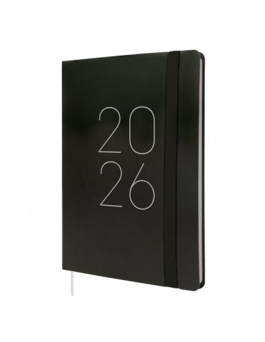 Finocam Flexi Lisa Agenda - Anual 2026 - Tapa Blanda - Formato FA5 - 151x13x214mm - Semana Vista en Vertical - Color Negro