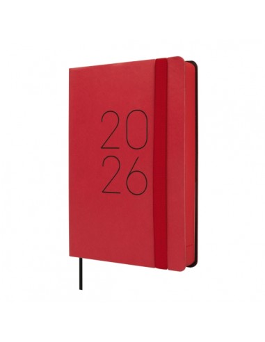 Finocam Flexi Lisa Agenda - Anual 2026 - Tapa Blanda - Formato F4 - 120x23x172mm - 1 Dia por Pagina - Color Rojo