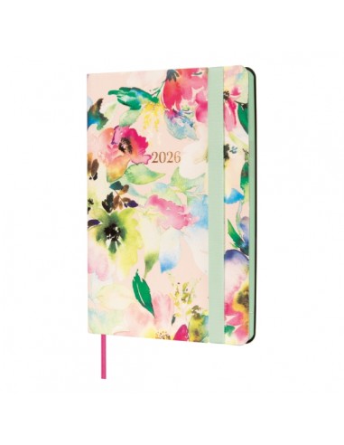 Finocam Flexi Joy Agenda - Anual 2026 - Tapa Blanda - Formato F4 - 120x13x172mm - Semana Vista Horizontal - Tematica de Flores