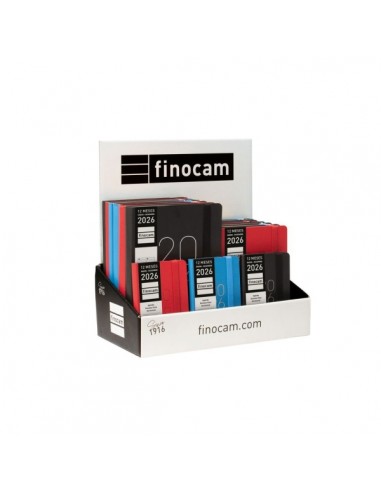 Finocam Flexi Lisa Expositor con 15 Agendas Surtidas en Catalan - Anual 2026 - Tapa Blanda - Color Surtidos