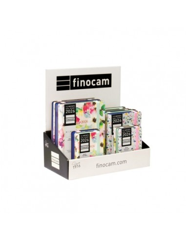 Finocam Flexi Joy Expositor con 15 Agendas Surtidas en Catalan - Anual 2026 - Tapa Blanda - Color Surtidos