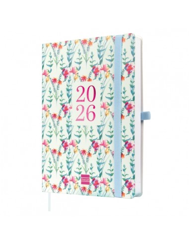 Finocam Capri Agenda Internacional - Anual 2026 - Formato FA5 - 153x23x214mm - 1 Dia por Pagina - Tematica de Flores