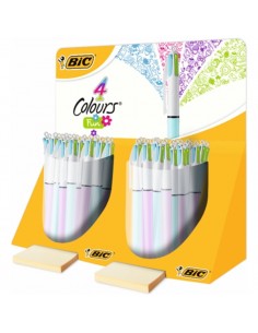 Bic 4 Colours Fun Expositor con 40 Boligrafos de Bola Retractil - Punta Media de 1.0mm - Tinta con Base de Aceite - Tinta de