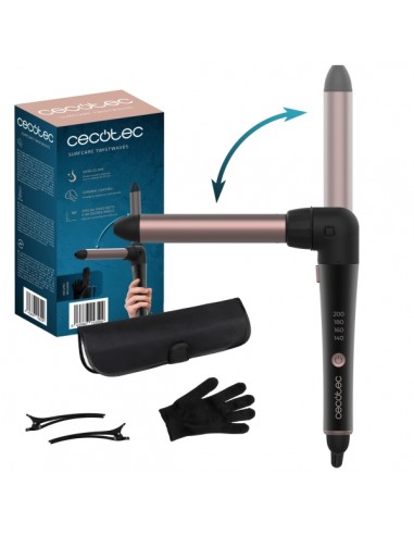 Cecotec SurfCare TwistWaves Rizador de 25mm - Codo de 90Â° - Guante Termico y Estuche - Ceramico - Temperatura de 140 a
