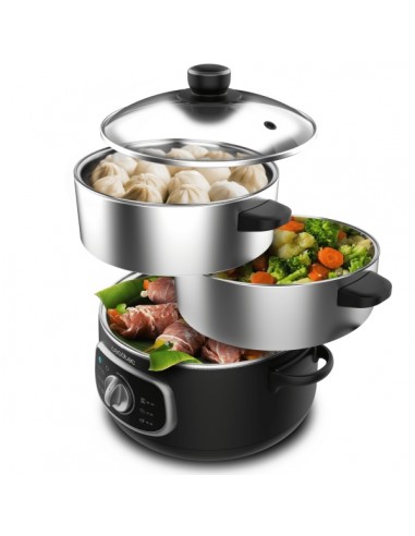 Cecotec Vapovita SteelPot Vaporera Multifuncional - 1300W - Cocina Saludable - Recipientes de Acero Inoxidable - Capacidad de