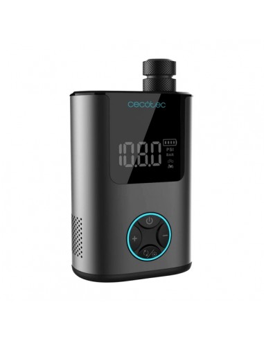 Cecotec Mini Air Max Inflador de Ruedas - Potencia hasta 150psi - Doble Bateria de 600mAh - 4 Boquillas Adaptables - Pantalla