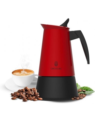 Cecotec Piccolina 600 Cafetera Italiana para 6 Tazas de Acero Inoxidable - Capacidad de 300ml - Junta de Silicona -