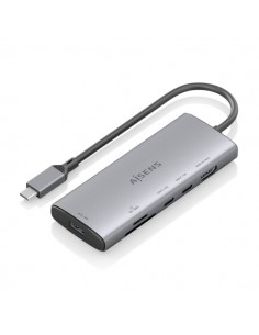 Aisens USB-C Dock 6 en 1 - USB-C a 1xHDMI - 1xUSB-A 10G - 2xUSB-C 10G - 1xSD - 1xMicroSD - 20cm - Color Gris