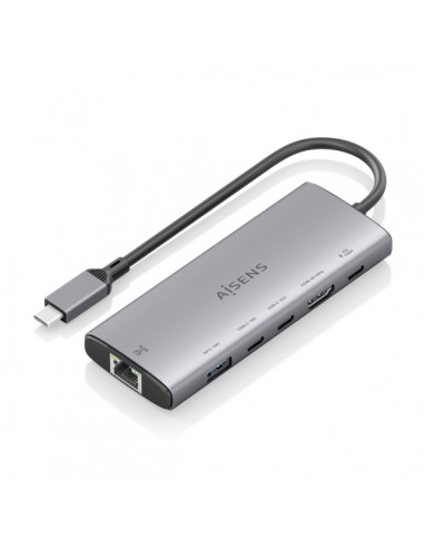 Aisens USB-C Dock 6 en 1 - USB-C a 1xHDMI - 1xRJ45 - 1xUSB-A 10G - 2xUSB-C 10G - 1xUSB-C PD 100W - 20cm - Color Gris