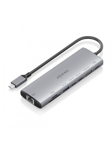 Aisens USB-C Dock 8 en 1 - USB-C a 1xHDMI - 1xRJ45 - 1xUSB-A 10G - 2xUSB-C 10G - 1xUSB-C PD 100W - 1xSD - 1xMicroSD - 20cm -