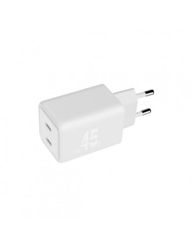 Blackbyte by Pedro Buerbaum Cargador GaN Doble PD de 45W - 2xUSB-C - Carga Rapida PPS - Color Blanco