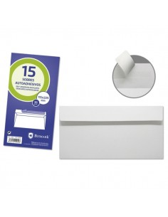 Bismark Pack de 15 Sobres Americanos Papel 90grs - Medidas 115x225mm - Cierre Autoadhesivo - Color Blanco