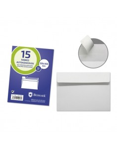 Bismark Pack de 15 Sobres Comercial Papel 90grs - Medidas 120x165mm - Cierre Autoadhesivo - Color Blanco