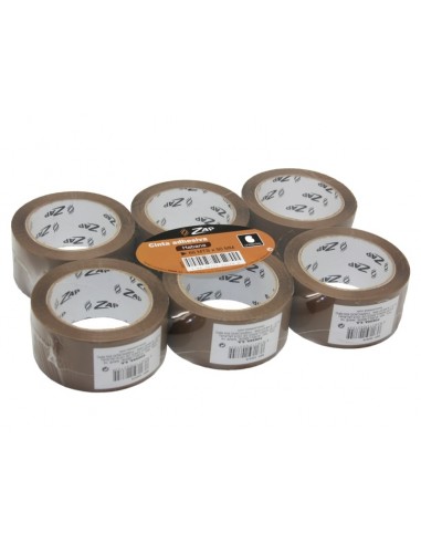 Zap Pack de 6 Precintos de Embalaje 50mm x 66m - Polipropileno 55 micras - Color Marron