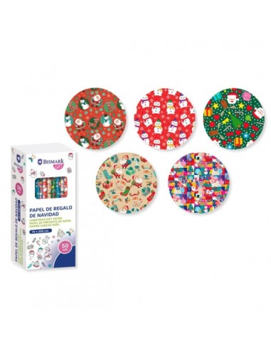 Bismark Navidad Colors Rollo de Papel Regalo - Medidas 70cmx200cm - 5 DiseÃ±os Diferentes