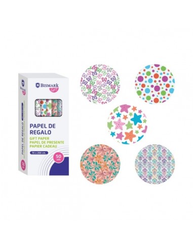 Bismark Momentos Especiales Rollo de Papel Regalo - Medidas 70cmx200cm - 5 DiseÃ±os Diferentes