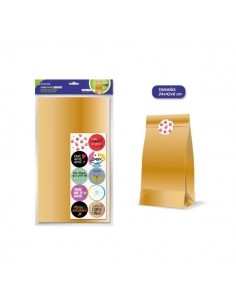 Bismark Pack de 10 Sobres Papel Kraft 50grs con 10 Pegatinas para Cierre - Medidas 24x42x6cm - Ideal para Regalos - Color Oro