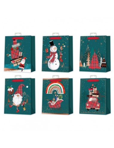 Bismark Bolsa de Papel Navidad - Impresion Foil - 6 DiseÃ±os Diferentes