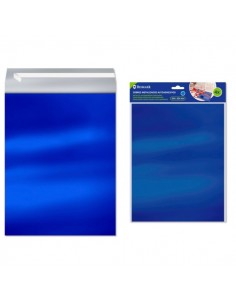 Bismark Pack de 4 Sobres Metalizados - Medidas 324x254mm - Cierre Autoadhesivo - Ideal para Regalos - Color Azul Metalizado