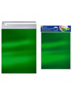Bismark Pack de 4 Sobres Metalizados - Medidas 324x254mm - Cierre Autoadhesivo - Ideal para Regalos - Color Verde Metalizado
