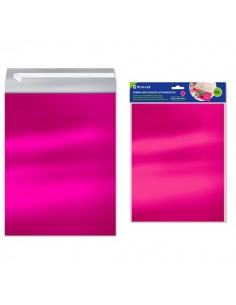 Bismark Pack de 4 Sobres Metalizados - Medidas 324x254mm - Cierre Autoadhesivo - Ideal para Regalos - Color Rosa Metalizado