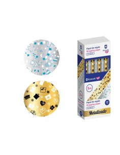 Bismark Metalizado Rollo de Papel Regalo - Medidas 70cmx500cm - 2 DiseÃ±os Diferentes