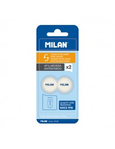 Milan Pack de 2 Gomas de Recambio Afilaborra Extension - Color Blanco