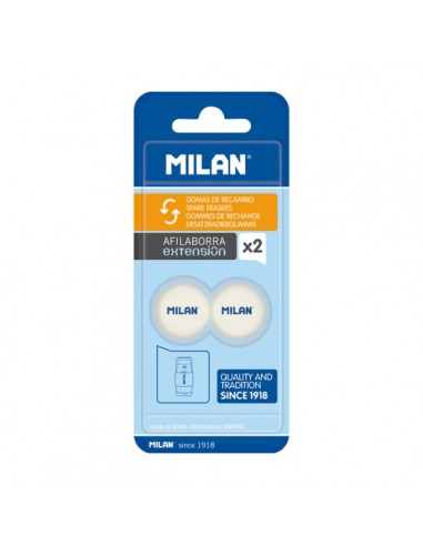Milan Pack de 2 Gomas de Recambio Afilaborra Extension - Color Blanco