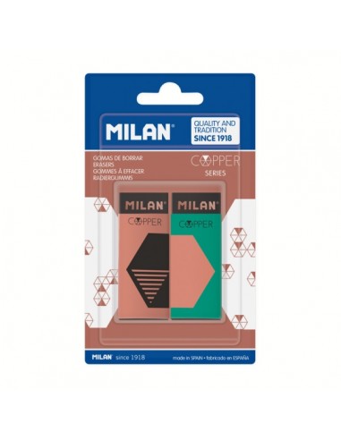 Milan Nata 320 Copper Pack de 2 Gomas de Borrar - No Abrasiva - Color Negro