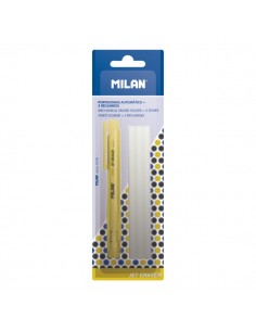 Milan Jet Eraser Portagomas Automatico - Redondo - 3 Gomas de Recambio - Colores Surtidos