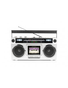 Bigben Blaster Radio Cassette Portatil Retro - Radio FM - Potencia Musical 15W - Bluetooth - Alimentacion de Corriente y Pilas
