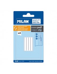 Milan Pack de 4 Gomas de Recambio para Portaminas - Compatible con Capsule-Slim y Pl1 - Color Blanco