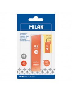 Milan Pack de 120 Minas Grafito 0.5mm - Dureza HB - Color Naranja