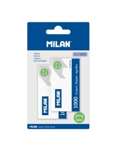 Milan Pack de 2000 Grapas - 2 Cajas en Blister - Formato 24 6 - Color Gris