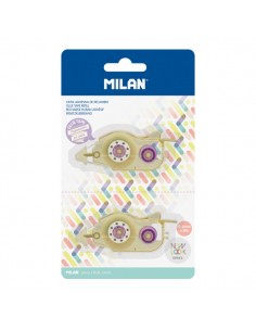 Milan Pack de 2 Recambios de Cinta Adhesiva para Serie New Look - 8.4mm x 8m - Color Transparente