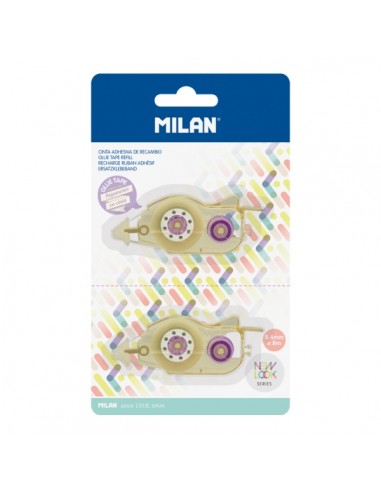 Milan Pack de 2 Recambios de Cinta Adhesiva para Serie New Look - 8.4mm x 8m - Color Transparente