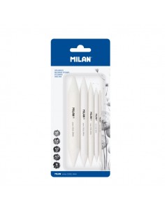 Milan Pack de 5 Difuminos - Formatos Surtidos - Recomendado para Bellas Artes - Color Blanco