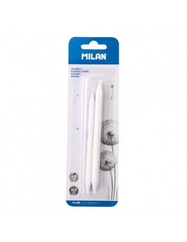 Milan Pack de 2 Difuminos - Diametro de 6.9 y 10.5mm - Recomendado para Bellas Artes - Color Blanco