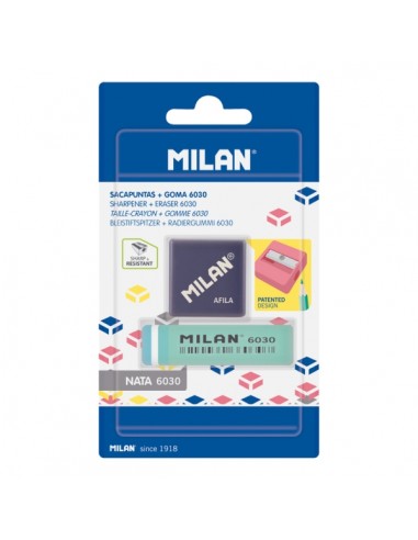 Milan Afila Pack de 1 Sacapuntas-1 Goma 6030 - Color Azul