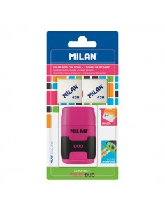 Milan Compact Touch Duo Afilaborra - 2 Gomas de Recambio - Cuchilla de Acero de Seguridad - Colores Surtidos