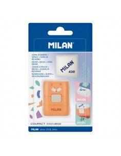 Milan Compact Fun Animals Goma de Borrar con Cepillo - Incluye Recambio - Colores Surtidos