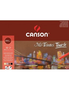 Canson Mi-Teintes Touch Bloc con 12 Hojas 350 g mÂ² - TamaÃ±o 29.7 x 42cm - Superficie Microabrasiva Finamente