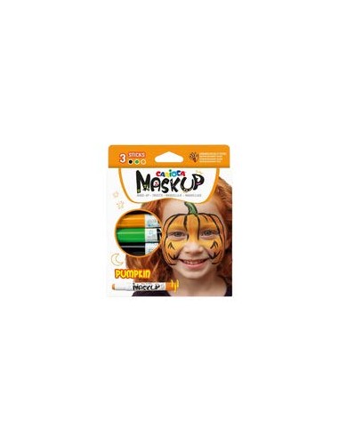 Carioca Mask Up Pumpkin Pack de 3 Colores para la Piel - Colores Brillantes - Lavables - Base Agua - Incluye Dos Tutoriales