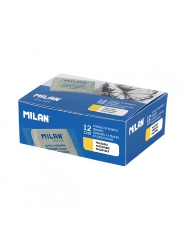 Milan 1220 Gomas de Borrar Maleables para Bellas Artes - Envueltas Individualmente - Caucho Sintetico - Color Gris