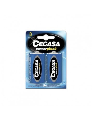 Cegasa Power Plus 2 Pack de 2 Pilas R20 D - Pilas Salinas para Aparatos de Bajo Consumo
